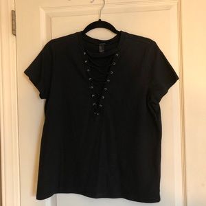 Black Tee with front detailing